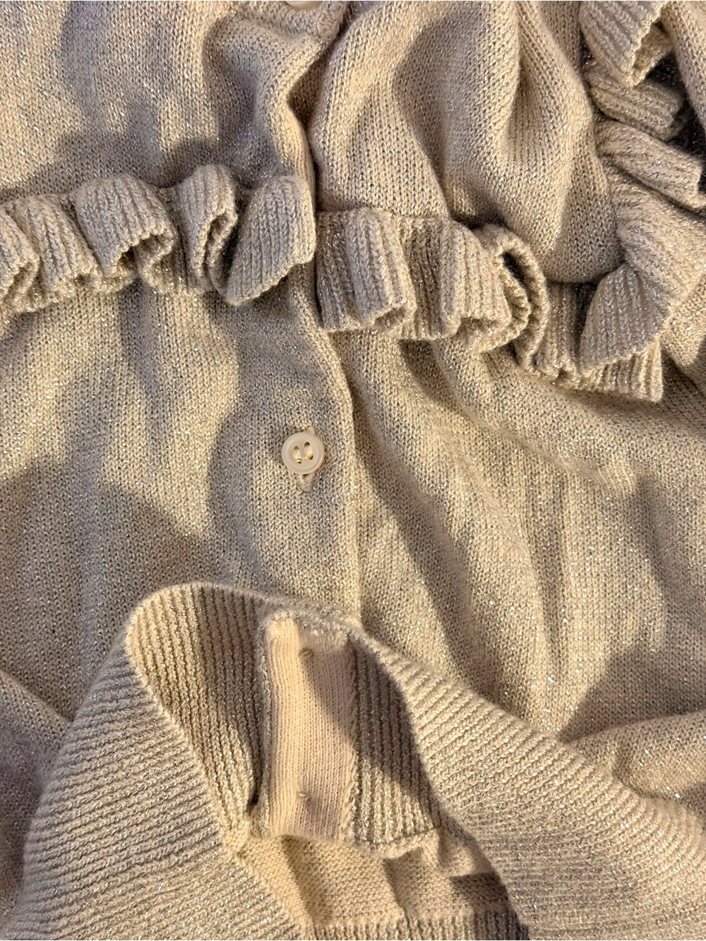 Crewcuts (by J.Crew) Girls cotton Shimmering Sparkly Ruffle-Trimmed Sweater 3T - Picture 6 of 7